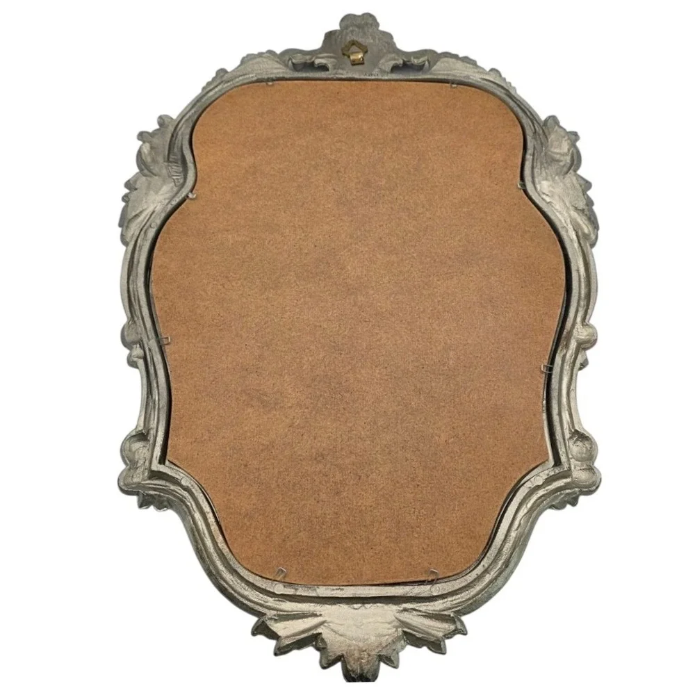 Vintage Italian Ornate Wall Mirror Antique Silver Rococo Baroque Frame Italy